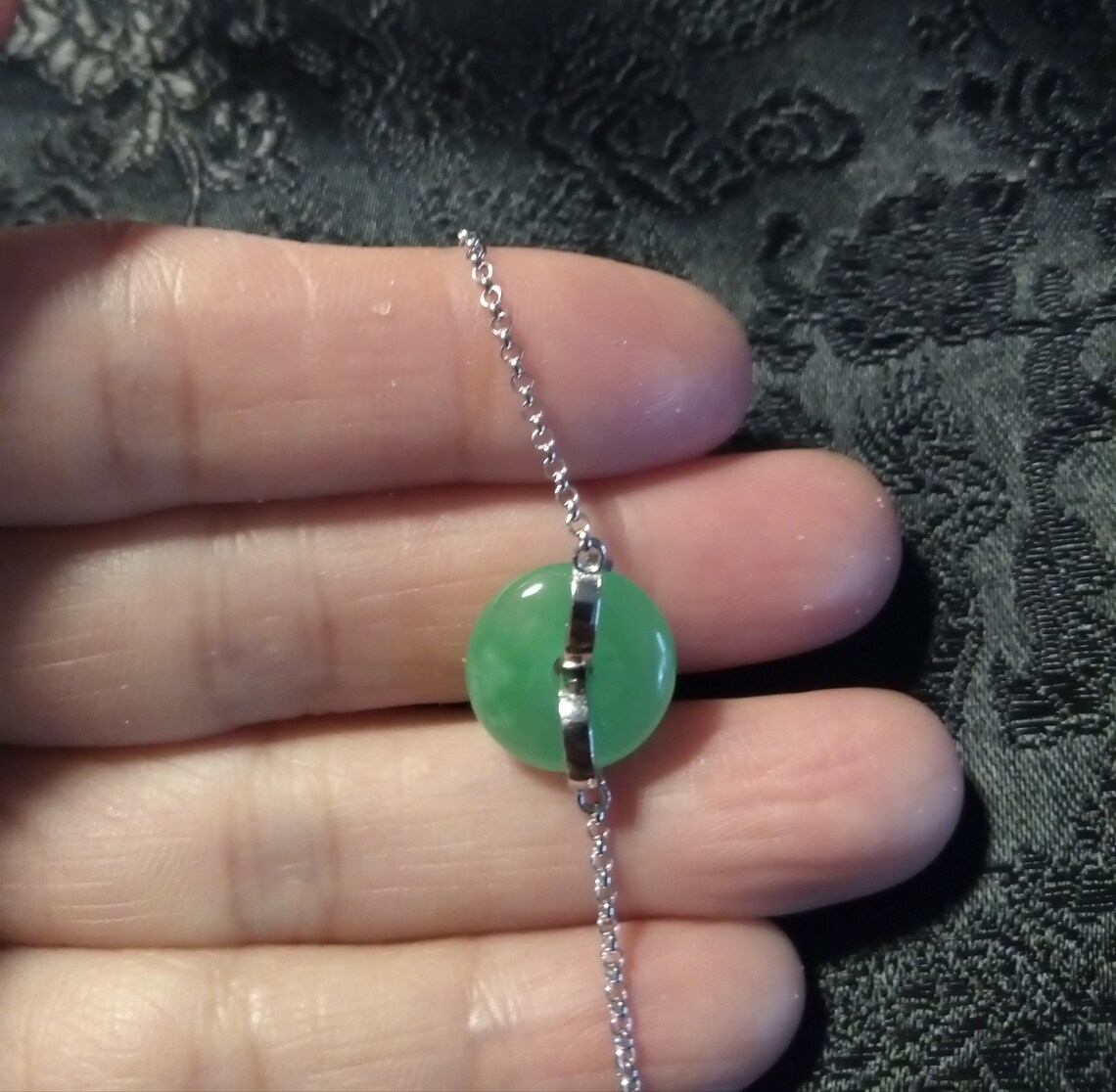 100% Natural Green Jade silver Bracelet. Very good quality. | Etsy