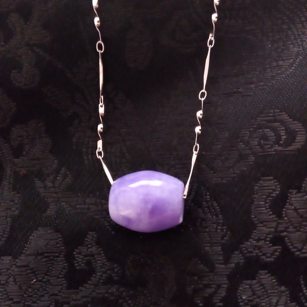 Natural purple Jade silver pendant Necklace. Beautiful purple Jade pendant.