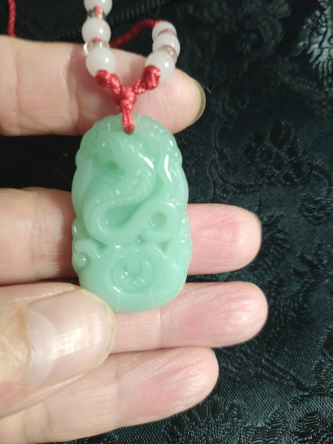 Zodiac Jade Snake Pendant. Hand Carved Beautiful Jade Snake and