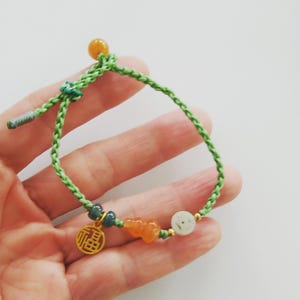 Yellow Jade Gourd Bracelet: 14k Gold Filled Good Luck Charm