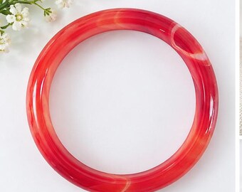Red Agate Bangle. Natural stone and original color. Inner  58 mm.