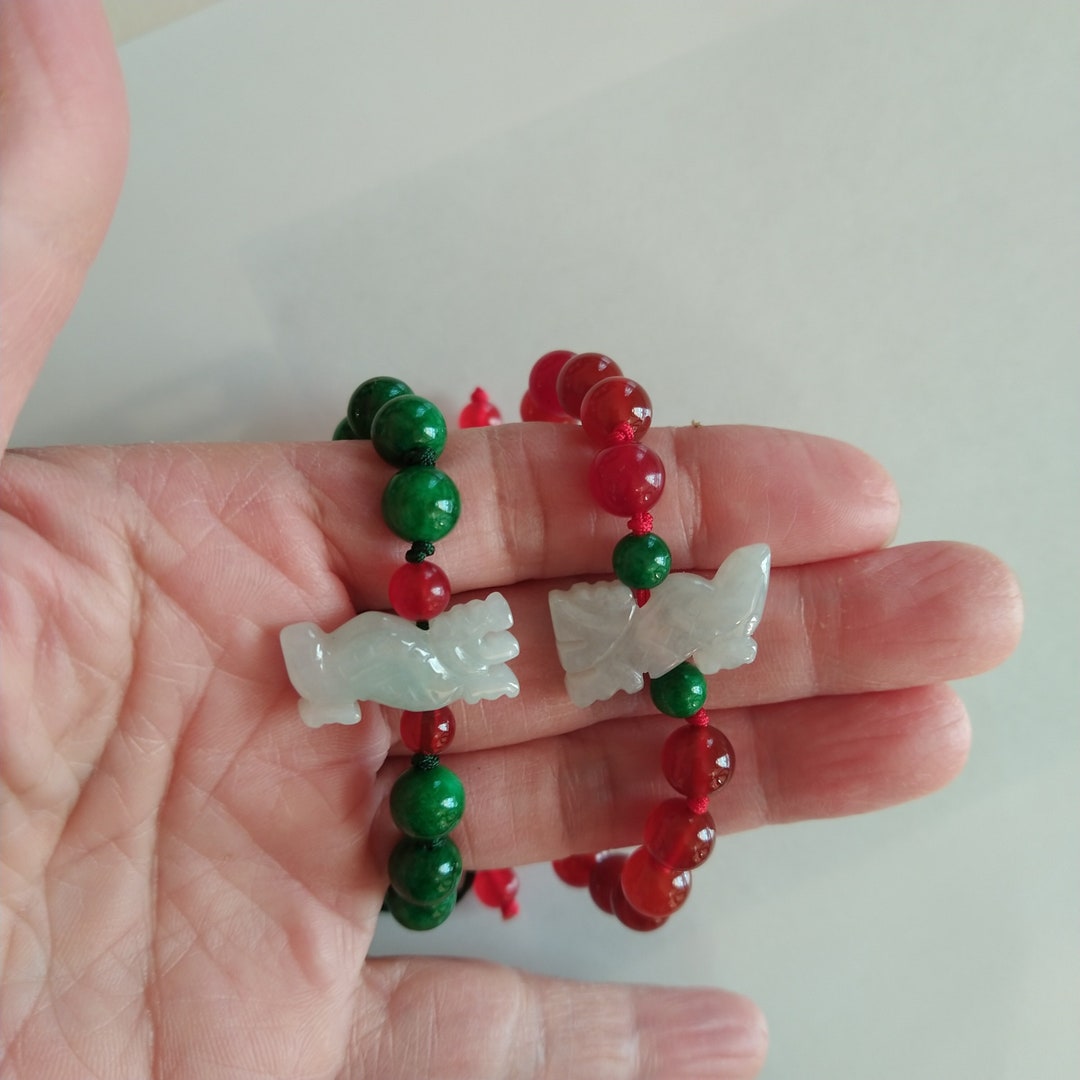 2024 Zodiac Dragon Jade Bracelet. Feng Shui Good Luck Dragon Etsy