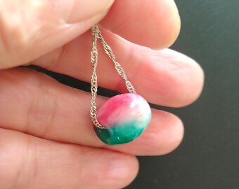 Hand Carved Blood Jade Pendant Necklace, 925 Silver Chain