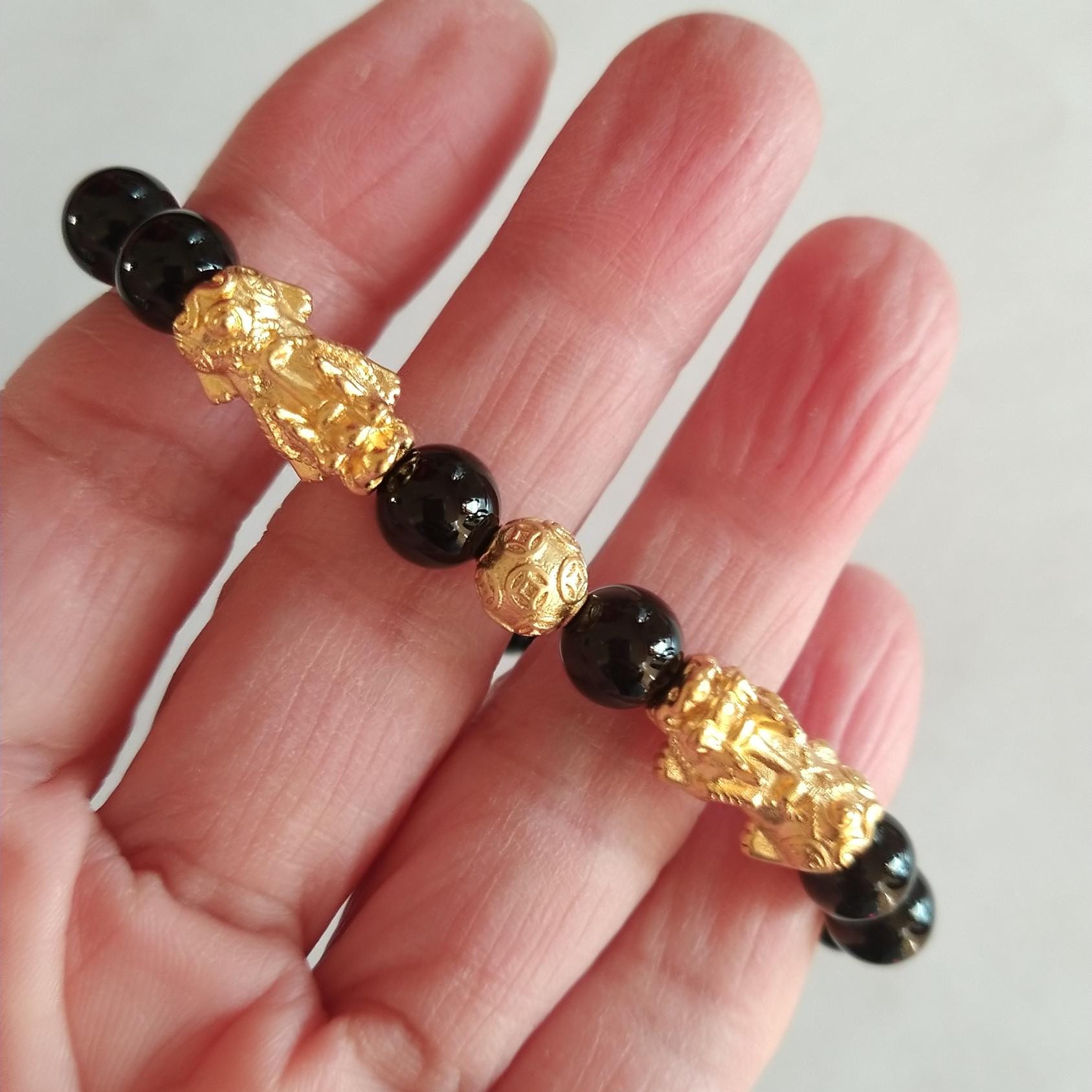 Black Onyx Mantra Bracelet Money Catcher Piyao Bracelet Lucky