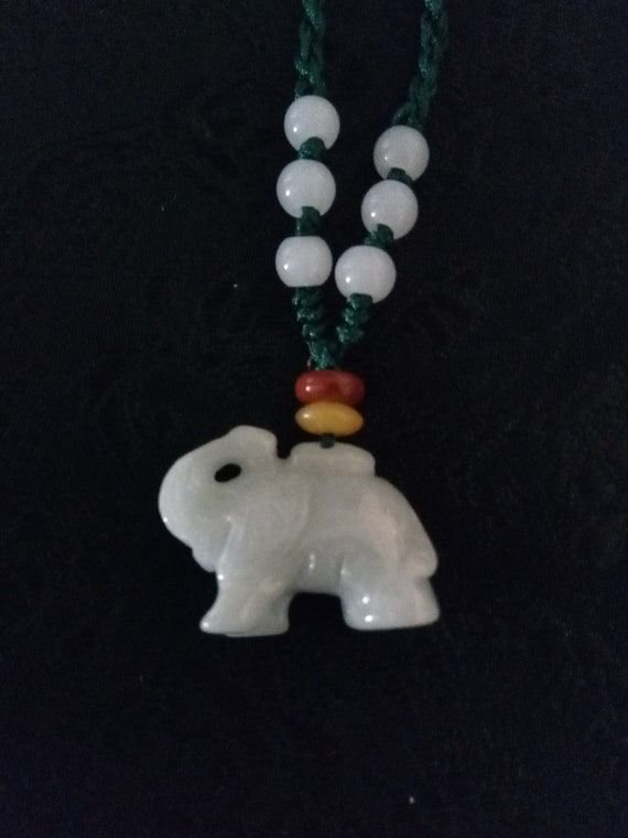 Real jade elephant necklace deals