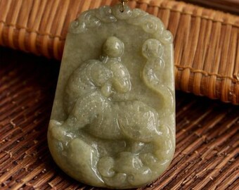 Green Jade Tiger Pendant 14 K Gold filled Necklace. Good Luck  Tiger Charm.