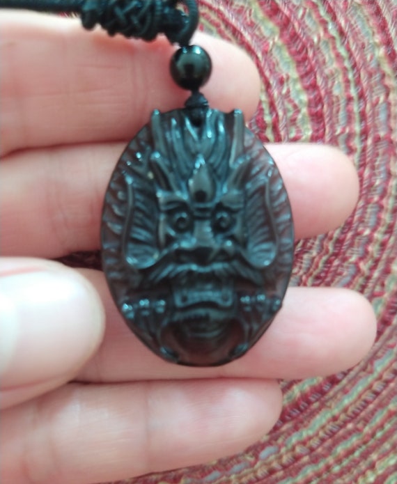 Natural Black Jade Dragon Head Pendant. Zodiac Dragon Pendant. Etsy