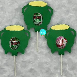 Pot of Gold Cauldron St. Patrick&#39;s Day Lollipop Candy Holder Template DIGITAL svg Cut File, Pot of Gold Luck Coins Lollipop Sucker Holder