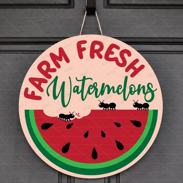 Summer Farm Fresh Watermelons DIGITAL SVG Cut File, Wood Door Round svg, Summer svg, Summer Watermelons svg, Watermelons svg, Porch Sign svg