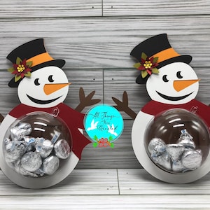 Christmas Snowman Candy Dome with Opening Mechanism DIGITAL svg Cut File, Christmas Candy Dome svg, Party Favor svg, Stocking Stuffer svg