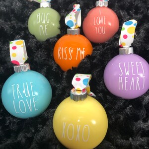Conversation Hearts Farmhouse Inspired Glass Valentine&#39;s Day Ornaments, Valentine&#39;s Decor, Valentine&#39;s Ornaments, Farmhouse Inspired