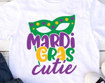Mardi Gras Cutie Mardi Gras DIGITAL svg Cut File, Kids Mardi Gras svg, Mardi New Orleans Parade Kids Shirt Little Miss Mister Mardi Gras svg
