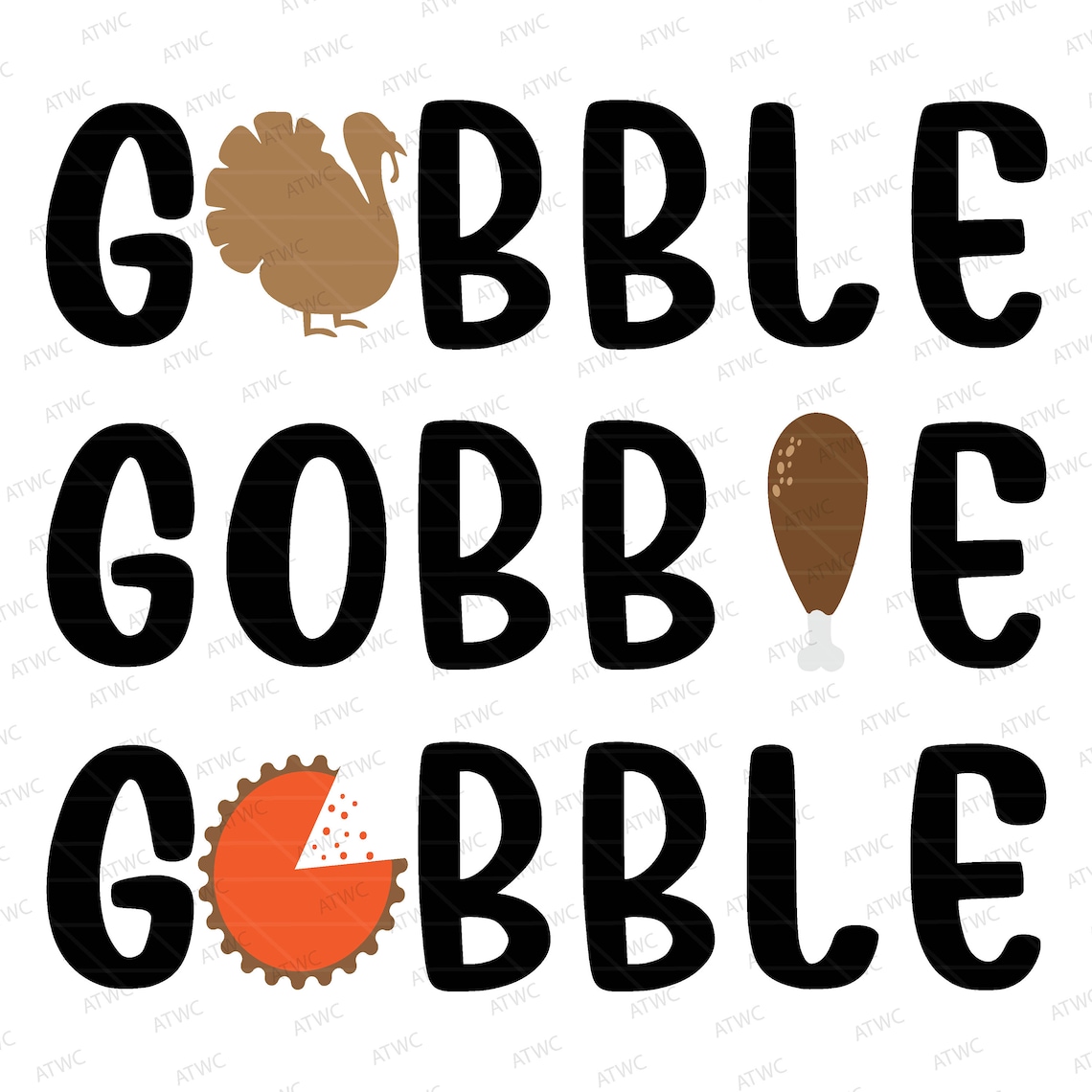 Gobble Gobble Gobble DIGITAL Svg Cut File Thanksgiving Turkey - Etsy