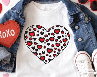 Leopard Heart Valentine's Day DIGITAL svg Cut File, Leopard Print svg, Leopard Heart Love Cheetah Pattern Valentine Heart Print Shirt svg