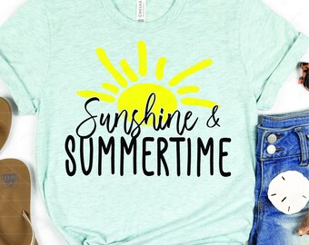 Sunshine and Summertime DIGITAL Svg Cut File, Beach Vacation Summer svg, Summer Beach Quote Decor Sign svg, Summer Sunshine wishes svg