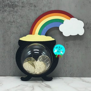 Rainbow Pot of Gold Candy Dome with Opening Mechanism DIGITAL SVG Cut File, St. Patrick Day svg, Candy Dome svg, Party Favor svg, Candy svg