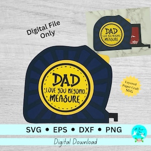 Vaderdag cadeau kaarthouder meetlint DIGITALE SVG gesneden bestand, Vaderdag meetlint SVG, DIY Gift Card sjabloon SVG papa Gift Card