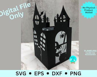 ハロウィーンのお化け屋敷ランタン デジタル SVG カット ファイル、お化け屋敷テンプレート、ペーパー クラフト svg、お化け屋敷の装飾、DIY お化け屋敷 svg