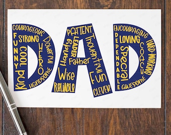 Dad Words Describing Happy Father's Day DIGITAL svg Cut File, Happy Father's Day svg, Father Dad Topography svg, Dad Quote, Dad Word Art svg