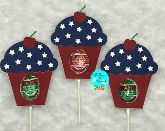 4th of July Cupcake Lollipop Holder Template DIGITAL svg Cut File, Independence Day July 4th Patriotic Lollipop Candy Sucker Holder svg