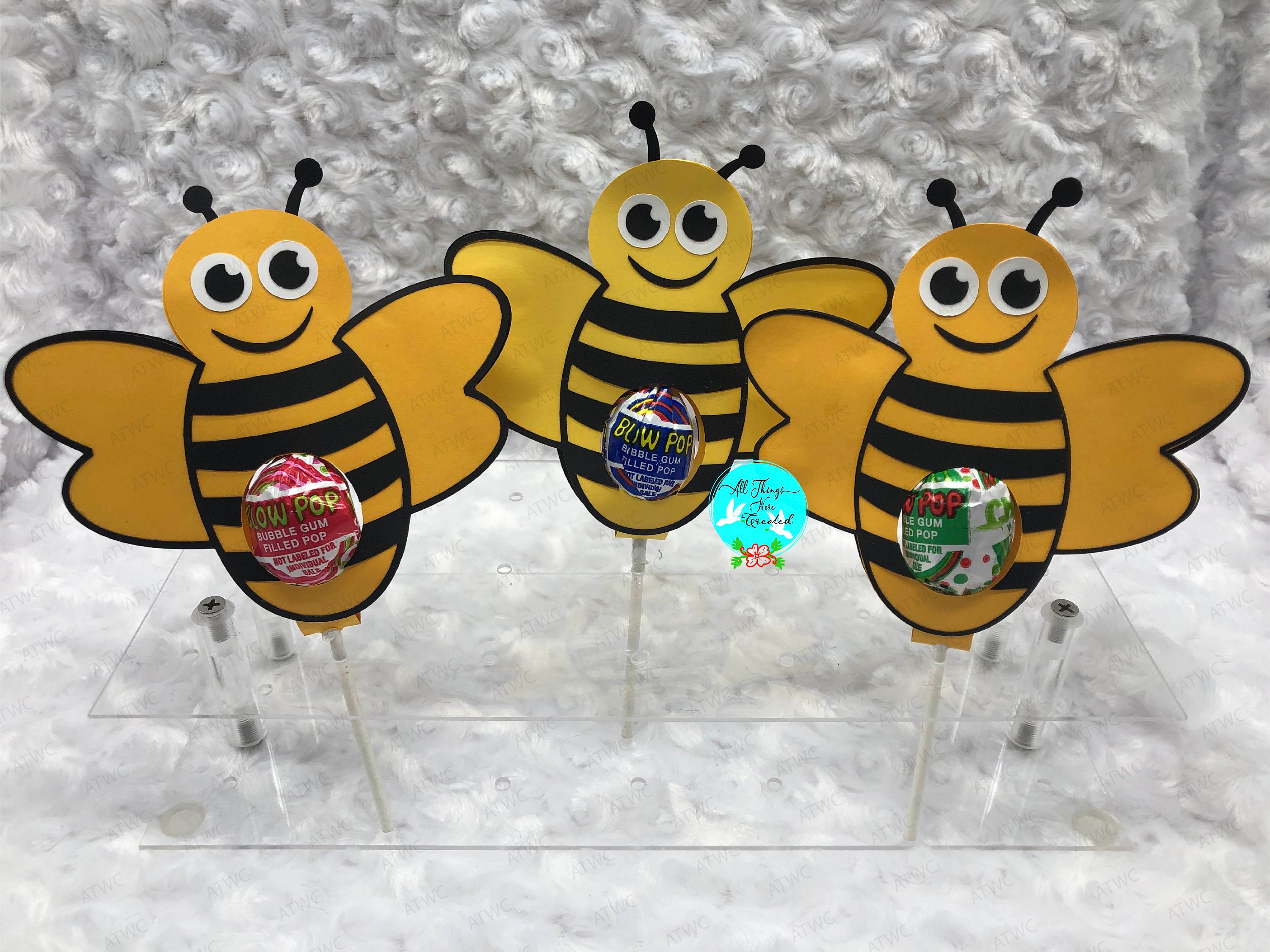 10pk Bumble Bee Lollipop stick holder Party Bags/favour/Yellow/Candy/Gift/Insect
