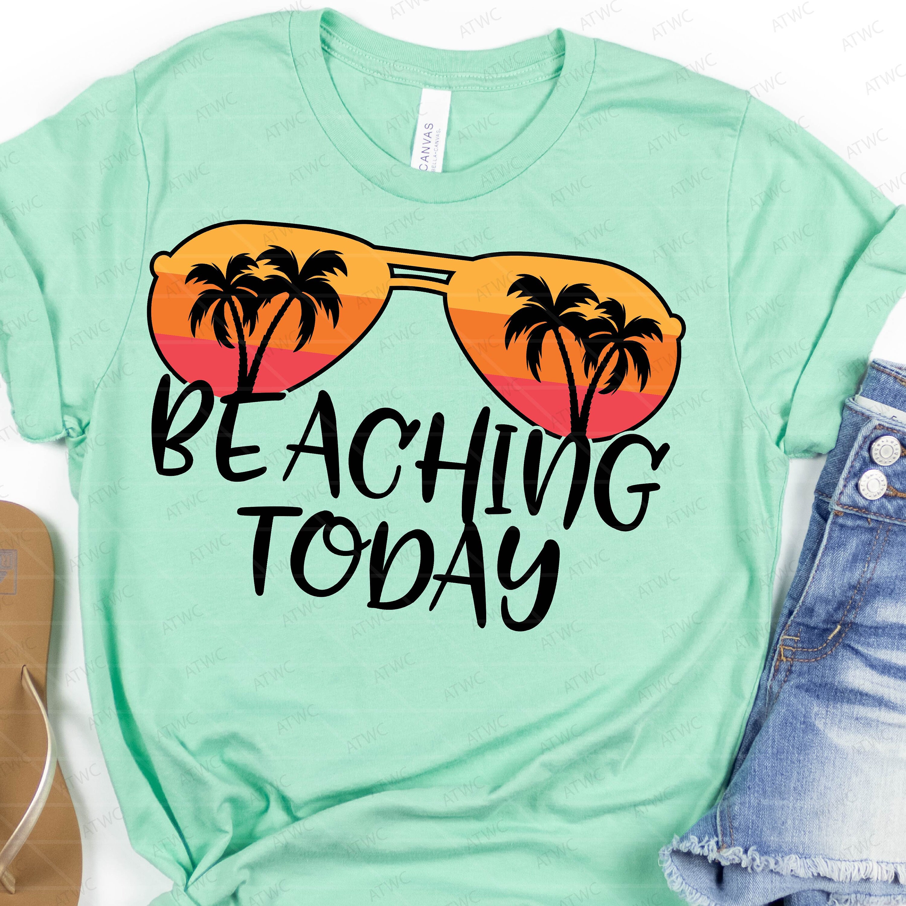 Beaching Today DIGITAL SVG Cut File, Summer Beach Palm Tree svg, Beach Summer Quote svg, Beaches Vacation, Summer Vacation Shirt Quote svg