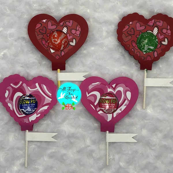 Heart Lollipop Holder Template DIGITAL Cut File, Valentine's Day Lollipop Holder svg, Kids Valentine Favor Candy Sucker Lollipop Holder svg