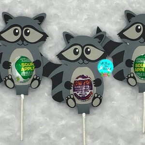 Raccoon Lollipop Template Holder DIGITAL svg Cut File, Valentine&#39;s Lollipop Holder Animal Kids Valentine Party Favor Candy Sucker Lolli svg