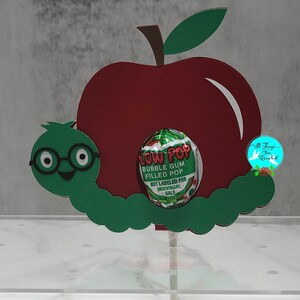 Back to School Apple and Worm Lollipop Holder Template DIGITAL SVG Cut File, Teacher Apple svg, Back to School svg, Apple and Worm Lolly svg