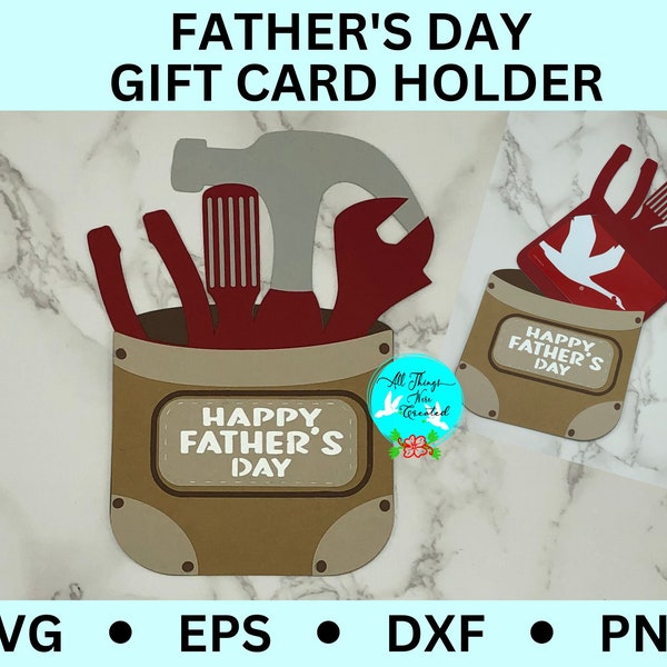 Father's Day Gift Card Tool Belt Holder DIGITAL SVG Cut File, Father's Day Tool Belt svg, DIY Gift Card Template svg Dad Gift Card Tools svg