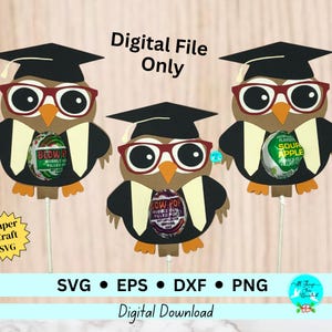 Graduation Owl Lollipop Holder DIGITAL svg Cut File, Graduation svg Owl svg Wise Owl Graduation Lollipop Holder Party Favor Candy Sucker svg