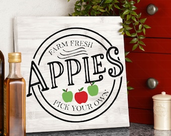Farm Fresh Apples DIGITAL Svg Cut File, Fall Sign svg, Rustic Apple Sign svg, Apple Orchard Farmers Market svg, Apple svg, Apple sign svg