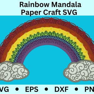 Rainbow 3D Mandala DIGITAL SVG Cut File, Rainbow Mandala svg, Paper Craft Rainbow Mandala svg, Layered Card Stock Rainbow svg, Mandala Craft