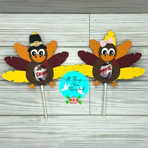 Thanksgiving Turkey Lollipop Holder Boy Girl DIGITAL svg Cut File, Turkey Lollipop Holder svg, Lollipop Holder svg, Kid Thanksgiving svg