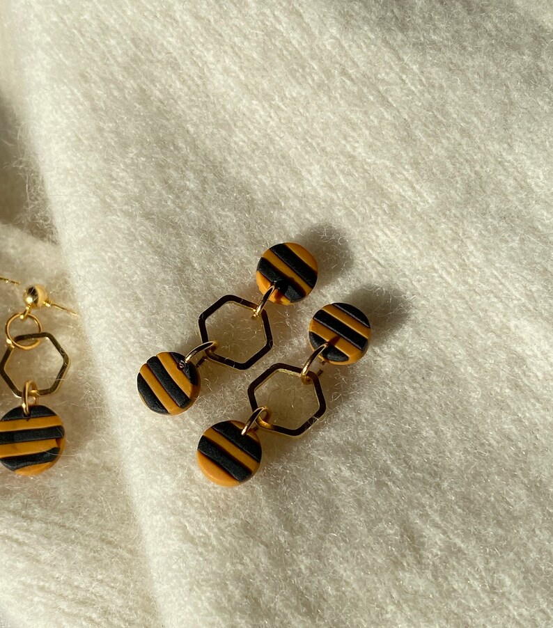 Handmade Save The Bees EarringsPolymer ClayPolymer Clay EarringsClay JewelleryUnique and Abstract JeweleryCustomisable