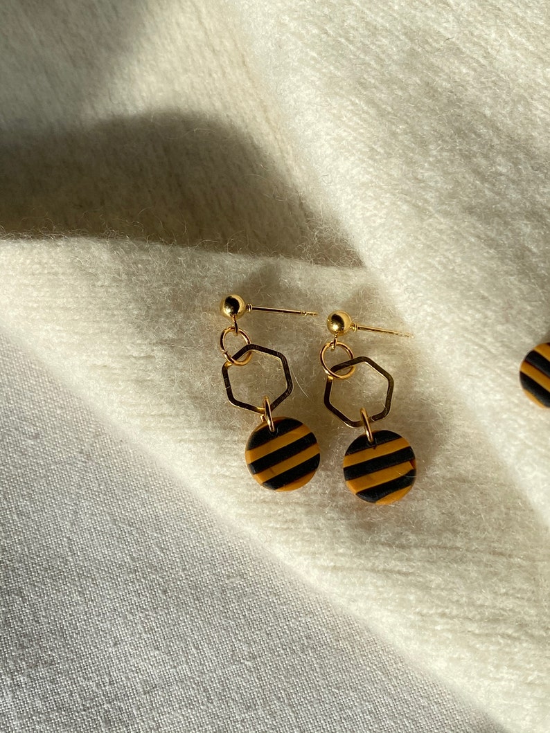 Handmade Save The Bees EarringsPolymer ClayPolymer Clay EarringsClay JewelleryUnique and Abstract JeweleryCustomisable