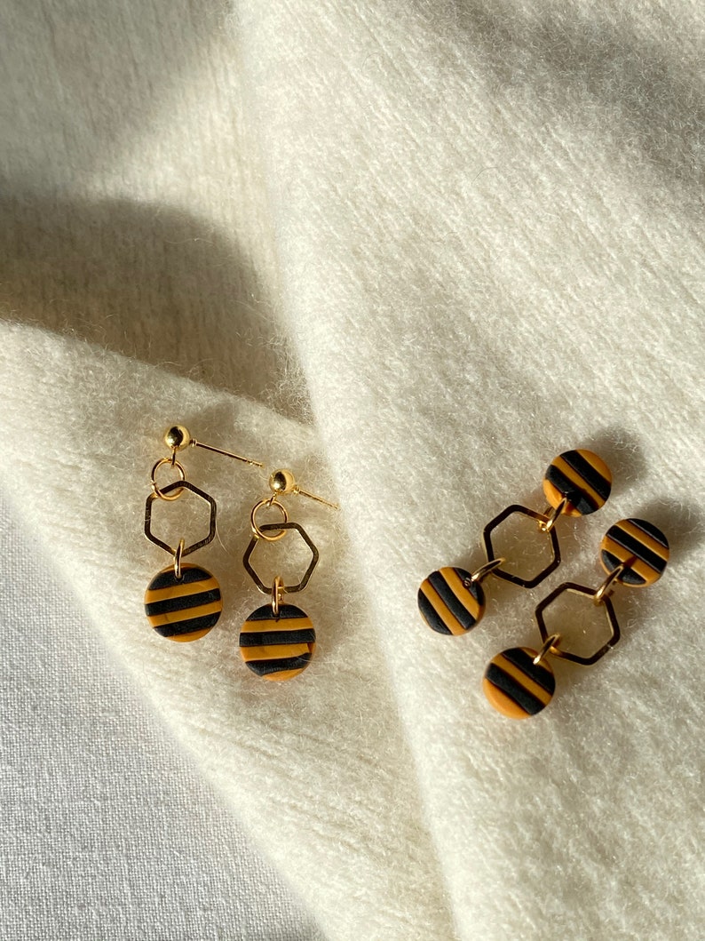 Handmade Save The Bees EarringsPolymer ClayPolymer Clay EarringsClay JewelleryUnique and Abstract JeweleryCustomisable