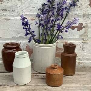 A Group of different Victorian/Edwardian stoneware bottles and pots. Circa 1890-1910. Vintage Kitchen. Vintage Home. Ironstone