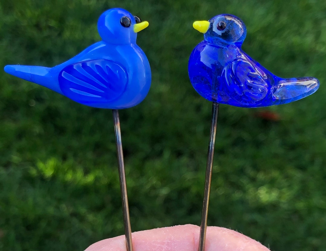 Bird Plant Stakes Handcrafted Glass Stake 910 L Etsy