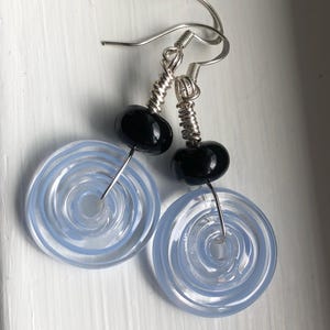 Handcrafted Glass Bead Earrings, Disk & small bead, sterling silver hook. See photos, select colors when ordering, or request colors.