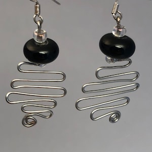 Handcrafted Glass Bead Earrings, bead/w wirework, sterling hooks.  See photos, select color or request a color when ordering.
