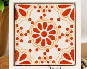 Handmade Floral Recycled Tile Coaster| Signed by David the Hometown Tile