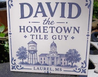 David the Hometown Tile Guy Laurel MS Dark Blue Trivet – Handmade Ceramic Tile with Cork Back