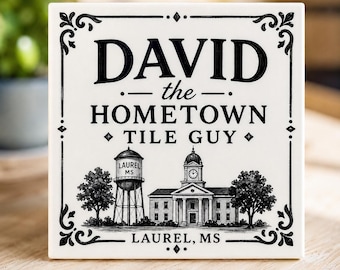 David the Hometown Tile Guy Laurel MS Ceramic Trivet – Signed Handmade Art Tile