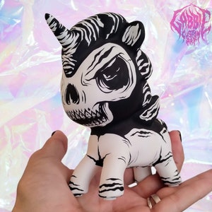 Unicorn Skull - Ceramic Tokidoki Unicorno Style Art Toy - Original Art Custom Painted- One of a kind!