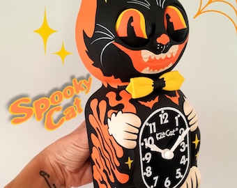 Spooky Cat Vintage Halloween Kit-cat Klock© Custom Clock