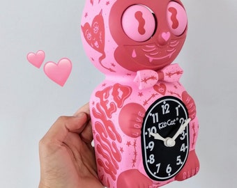 Wicked Love Kit-cat Klock© Custom Clock - Cute Pink Devil Demon
