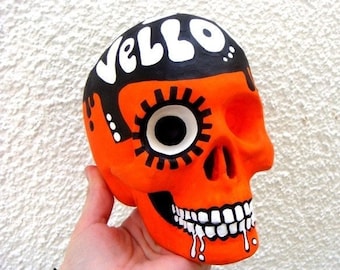 A Clockwork Orange Ceramic Skull Moloko Vellocet - Original Art Custom Painted - One of a kind!