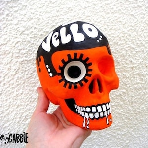 A Clockwork Orange Ceramic Skull Moloko Vellocet - Original Art Custom Painted - One of a kind!