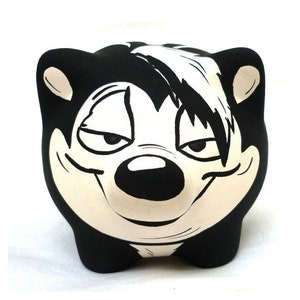 Skarbonka Pepe Le Pew - Looney Tunes, Penelope Kitty, Lola Bunny, French Skunk, Francja - Oryginalna sztuka malowana na zamówienie - jedyna w swoim rodzaju!